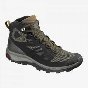 Black Salomon Outline Mid Gore-Tex Men's Walking Boots | CWEY-15832