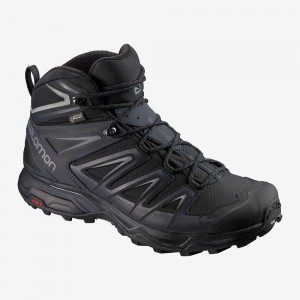 Black Salomon X Ultra 3 Wide Mid Gore-Tex Men's Walking Boots | ACJY-78590