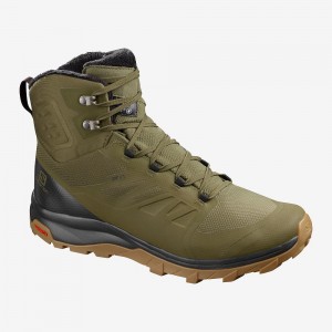 Green Salomon Outblast Thinsulate Climasalomon Waterproof Men's Winter Boots | UPBS-57128