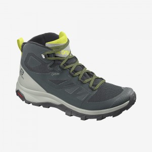 Green Salomon Outline Mid Gore-Tex Men's Walking Boots | YXSM-02976
