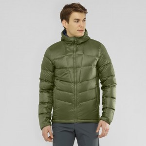 Green Salomon Transition Down Hoodie M Men's Jacket | MWIX-89142