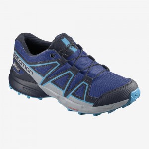 Navy Salomon Speedcross Climasalomon Waterproof Kids' Trail Running Shoes | IUGM-69150